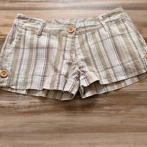 Vintage Y2K Better B. USA Plaid Low Rise Shorts Cuffed Neutral Tan Sz S 5